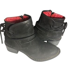 Carlos by Carlos Santana Black Ankle Boots with Red Lining